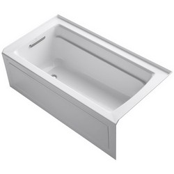 Kohler K-1123-LA Archer™ Left Drain Placement Acrylic Rectangular Soaking Tub, 60 inch x 32 inch x 19 inch, White