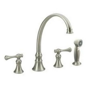 Kohler Revival® K-16109-4A-BN Widespread Two Handle Kitchen Faucet With Spray, 2.2 gpm, Vibrant Brushed Nickel