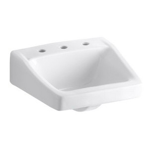 Kohler Chesapeake™ K-1724-0 3-Hole Vitreous China Wall Mount Lavatory Sink, 19-1/4 inch x 17-1/4 inch, White