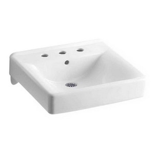 Kohler Soho® K-2053-0 3-Hole Vitreous China Wall Mount Lavatory Sink, 20 inch x 18 inch, White