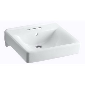 Kohler Soho® K-2054-0 3-Hole Vitreous China Wall Mount Lavatory Sink, 20 inch x 18 inch, White