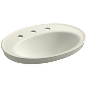 Kohler Serif® K-2075-8 1-Basin Vitreous China Self-Rimming Countertop Lavatory, 22-1/8 inch x 16-1/4 inch, Biscuit