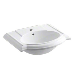 Kohler K-2287-1 Devonshire® Classic Vitreous China Oval Pedestal Sink Basin, 24-1/8 inch L x 19-3/4 inch W, White