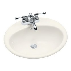 Kohler Farmington® K-2905-4 1-Basin Cast Iron Self-Rimming Countertop Lavatory, 19-1/4 inch x 16-1/4 inch, Biscuit