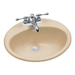 Kohler Farmington® K-2905-4 1-Basin Cast Iron Self-Rimming Countertop Lavatory, 19-1/4 inch x 16-1/4 inch, Mexican Sand