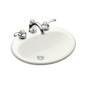Kohler Ellington® K-26-4-0 1-Basin Cast Iron Self-Rimming Countertop Lavatory, 19-1/4 inch x 16-1/4 inch, White