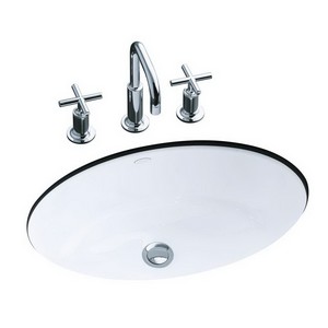 Kohler Thoreau® K-27-8U-0 1-Basin Cast Iron Undermount Lavatory Sink, 24 inch x 18 inch, White