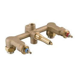Kohler® K-303-K-NA Brass Widespread Ceramic In-wall Three-handle Valve System With Integral Diverter and Centers, 1/2 inch NPT