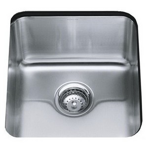 Kohler Undertone® K-3331-NA 1-Basin Stainless Steel Undermount Kitchen Sink, 15-3/4 inch x 17-1/2 inch, 18 ga