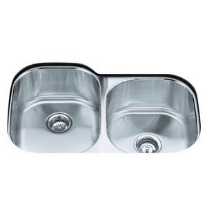 Kohler Undertone® K-3354-NA 2-Basin Stainless Steel Undermount Kitchen Sink, 31 inch x 17-5/8 inch, 18 ga