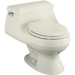 Kohler Rialto® K-3386 Rim Jet Flush System Left Trip Lever Vitreous China One-Piece Round-Front Toilet With Seat, 1.6 gpf, Biscuit