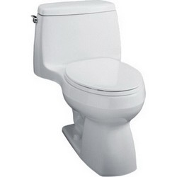 Kohler Santa K-3810 AquaPiston® Flush System Left Trip Lever Vitreous China One-Piece Toilet, 1.28 gpf, White