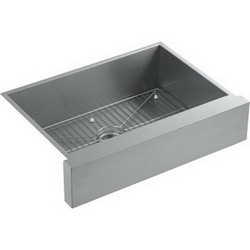 Kohler Vault™ K-3943 18 Guage Stainless Steel Undermount Kitchen Sink With Shortened Apron-Front, 35-1/2 inch x 21-1/4 inch