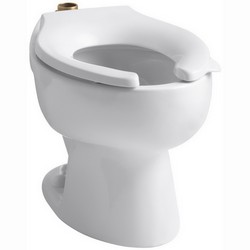 Kohler K-4350 Wellcomme™ 10 inch or 12 inch Rough-In Vitreous China Elongated Front Toilet Bowl with Top Spud, 1.6 gpf, White