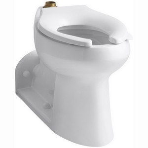 Kohler K-4352 Anglesey™ Comfort Height High Efficiency 4 inch Rough-In ADA Vitreous China Elongated Front Toilet Bowl with Rear Outlet Top Spud, 1.28 -1.6 gpf, White