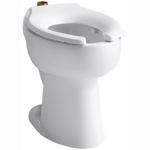 Kohler K-4368 Highcliff™ 10 inch or 12 inch Rough-In ADA Vitreous China Elongated Front Toilet Bowl with Top Spud, Bedpan Lugs, White