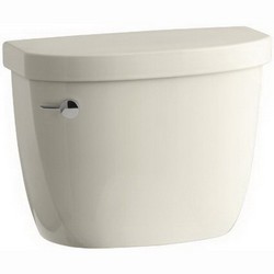 Kohler K-4418 Cimarron® AquaPiston® Flush System Left Trip Lever Vitreous China Toilet Tank, 1.6 gpf, Almond