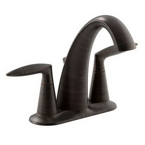 Kohler Alteo® K-45100-4-2BZ 2 Lever Handle Centerset Lavatory Faucet With Pop-Up Drain and Tailpiece, 1.5 gpm, at 60 psi Oil-Rubbed Bronze