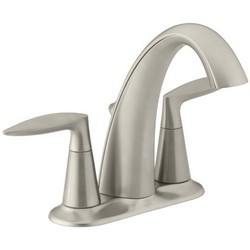 Kohler Alteo® K-45100-4-BN 2 Lever Handle Centerset Lavatory Faucet With Pop-Up Drain and Tailpiece, 1.5 gpm, at 60 psi Brushed Nickel