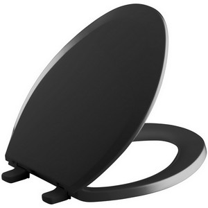 Kohler K-4652 Lustra™ Q2™ Advantage™ Solid Polypropylene Closed-Front Elongated Toilet Seat, 17-3/16 inch L x 14-3/16 inch W x 1 inch D, Black