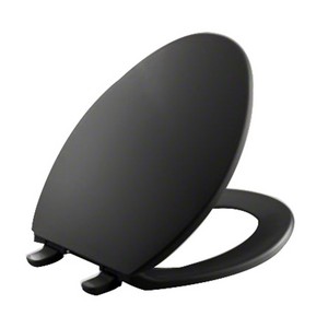 Kohler K-4774 Brevia™ Q2™ Advantage™ Solid Polypropylene Closed-Front Elongated Toilet Seat, 17-13/16 inch L x 14-3/16 inch W x 3/4 inch D, Black