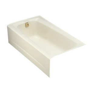Kohler K-505 Mendota™ Left Drain Placement Cast Iron Soaking Tub, 60 inch x 32 inch x 16-1/4 inch, Biscuit