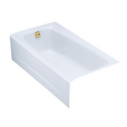 Kohler K-5-0 Mendota™ Left Drain Placement Cast Iron Soaking Tub, 60 inch x 32 inch x 16-1/4 inch, White