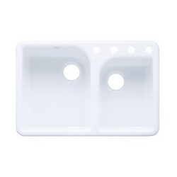 Kohler Executive Chef™ K-5932-4-0 2-Basin Cast iron Drop-in Kitchen Sink, 33 inch x 22 inch, White