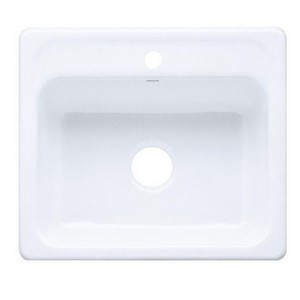 Kohler Mayfield™ K-5964-1-0 1-Basin Cast Iron Drop-in Kitchen Sink, 25 inch x 22 inch, White