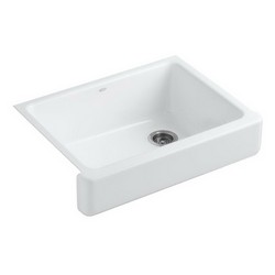 Kohler Whitehaven® K-6486 Enameled Cast Iron Self-Trimming Kitchen Sink, 30 inch x 21-9/16 inch, White