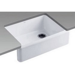 Kohler Whitehaven&reg; K-6487 Enameled Cast Iron Self-Trimming Kitchen Sink, 30 inch x 21-9/16 inch, White