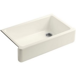 Kohler Whitehaven® K-6489 Enameled Cast Iron Self-Trimming Kitchen Sink, 36 inch x 21-9/16 inch, Biscuit