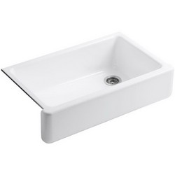 Kohler Whitehaven&reg; K-6489 Enameled Cast Iron Self-Trimming Kitchen Sink, 36 inch x 21-9/16 inch, White