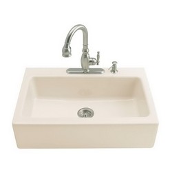 Kohler Dickinson® K-6546-4U-96 1-Basin Cast Iron Undermount Kitchen Sink, 33 inch x 22-1/8 inch, Biscuit