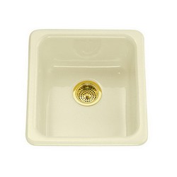 Kohler Iron/Tones® K-6584-96 1-Basin Cast Iron Undermount Kitchen Sink, 17 inch x 18-3/4 inch, Biscuit