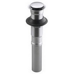Kohler K-7124-CP Brass Pop-Up Clicker Drain Without Overflow, 1-1/4 inch, Polished Chrome