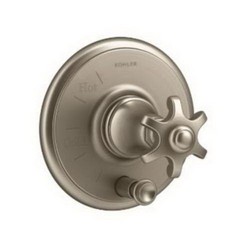 Kohler Artifacts™ K-T72768-3M Cross Handle Rite-Temp® Pressure-Balancing Valve Trim with Push-Button Diverter, Brushed Bronze