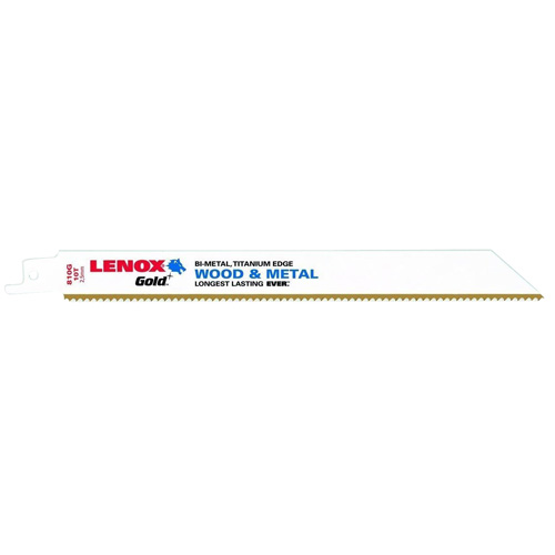 Lenox® L810GR Gold Metal Cutting Reciprocating Saw Blade, 8 inch, 10 TPI