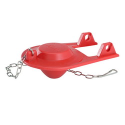 Korky® Plus™ Chlorazone Rubber Universal Flapper with Stainless Steel Chain, Red; 12/CTN