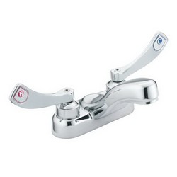 Moen® Brass Heavy–Duty Hot/Cold Two-Handle Centerset Lavatory Faucet, 1/2inch IPS, 2.2 gpm, Chrome