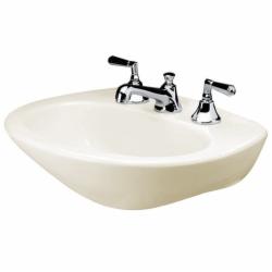 Mansfield 328-8BI Barrett™ 8 inch Center Faucet Vitreous China Rectangular Pedestal Sink Basin, 24-3/8 inch L x 19-1/8 inch W, Biscuit
