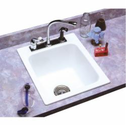 Mustee 11 DURASTONE® Countertop Rectangular Self-Rimming Single Bowl Utility Sink, 20 inchx 17 inch, White