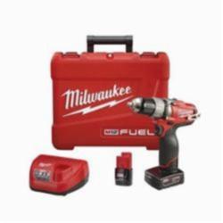 Milwaukee® 2403-22 M12™ FUEL™ Compact Lightweight Cordless Drill/Driver Kit, 1/2 in Chuck, 12 VDC, 0 to 450/0 to 1700 rpm No-Load, 7-3/4 in OAL, Lithium-Ion Battery