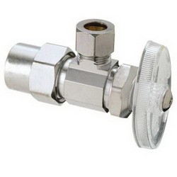 Nabco Lead-Free CPVC Angle Stop, 1/2 inch x 3/8 inch OD, Compression, Chrome Plated