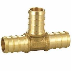 Nabco Brass PEX Tee, 1 inch x 3/4 inch x 3/4 inch, PEX Barb x PEX Barb x PEX Barb
