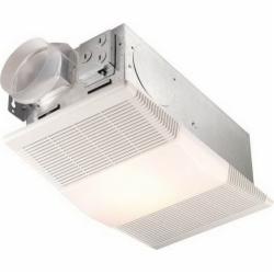 Nutone 665RP ValueTest&trade; Engineered Resin/Polymeric Ventilation Fan With Heater And Light, 70 cfm at 0.10 inch, 4 Sones, White