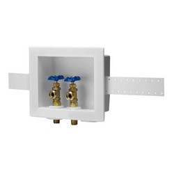Harvey 38670 High Impact Polystyrene 1/4-Turn Brass Ball Double Outlet Box For Washing Machine, CPVC; 12/Case