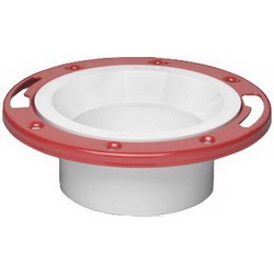 Oatey® 43513 Level-Fit PVC Plastic Closet Flange With Metal Ring, 3 inch x 4 inch, Solvent Weld, White