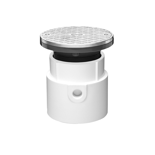 Oatey® Adjustable PVC Cleanout with 6 inch Brass Cover and Round Ring, 3 inch x 4 inch