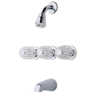 Pfister Bedford® 01-312 3 Metal Verve Handle Tub & Shower Faucet With Compression Valve, 2.5 gpm, Polished Chrome